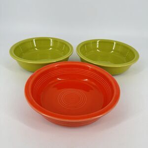 Vintage Fiesta Soup Cereal Bowls Set of 3 Orange Green Fiestaware